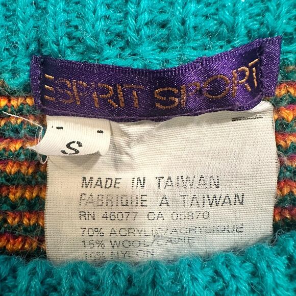 VINTAGE Espirit Sport Floral Guitar Heavyweight Sweater Size Small Oversized - Picture 4 of 7